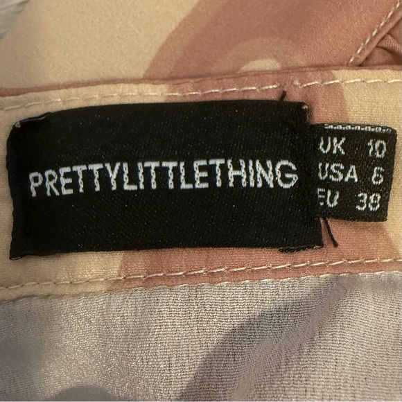 PrettyLittleThing Swirl Matching Set Crop Top + Wrap/Ruched Mini Skirt — Size 6 - Picture 9 of 10